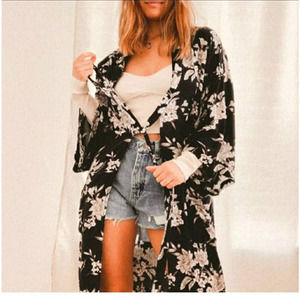 Spiritual Gangster Black and White Floral Cardigan